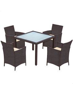 Muebles de jardín ratán 4 sillones + 1 mesa Aktive