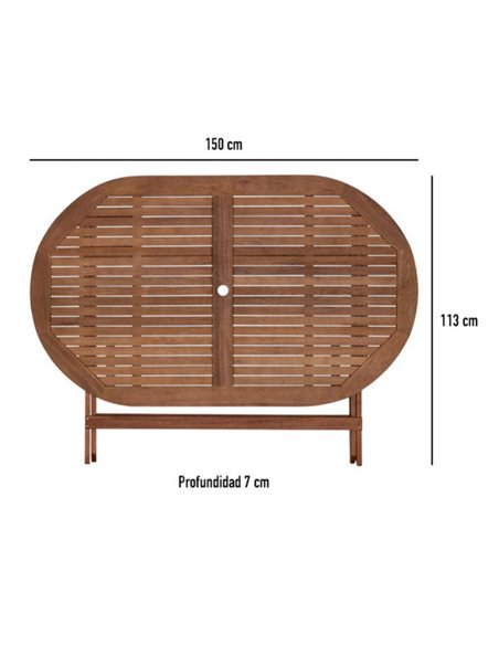 Conjunto Mesa y 6 sillas de jardín de madera eucalipto Aktive Garden