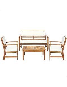 Conjunto jardín en madera de acacia con mesa, banco y 2 sillones Aktive Garden