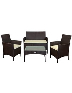 Muebles de jardín ratán 2 sillones + 1 sofá + 1 mesa Aktive