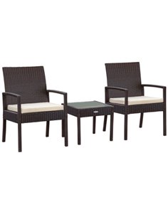Muebles de jardín ratán 2 sillones + 1 mesita Aktive