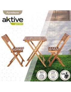 Sillas y mesa jardín Madera acacia Aktive Garden 2