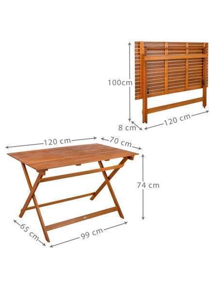 Mesa rectangular madera de acacia Aktive Garden 120x70x74 cm