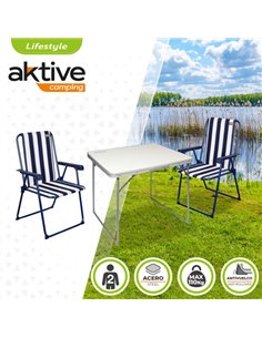 Conjunto de mesa y 2 sillas plegables Aktive Camping 2