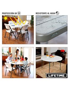 Mesa plegable multiusos ultrarresistente lifetime 122x122x73,5 cm uv100        2