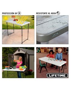 Mesa plegable multiusos ultrarresistente LIFETIME 122x61x56 - 91,5 cm uv100 2
