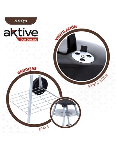 BARBACOA CARBON REDONDA C/TAPA D46CM-AKTIVE BARBACOA CARBON REDONDA C/TAPA D46CM-AKTIVE