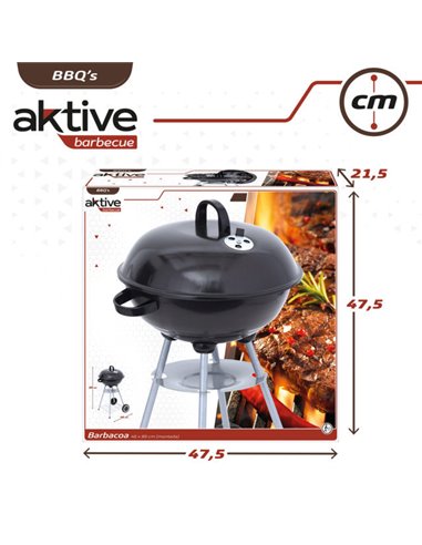 BARBACOA CARBON REDONDA C/TAPA D46CM-AKTIVE BARBACOA CARBON REDONDA C/TAPA D46CM-AKTIVE