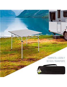 MESA PLEGABLE CAMPING ALUMINIO 70X70X70 CM 2