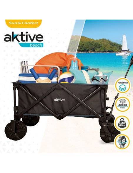Carro plegable de playa con ruedas especial para arena con carga 50Kg de Aktive Beach