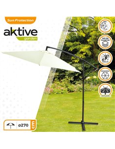 Parasol excéntrico banana 270 cm crema mástil aluminio Aktive Garden 2