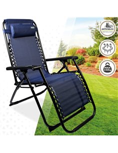 Tumbona gravedad cero azul, reclinable y plegable Aktive Beach  2