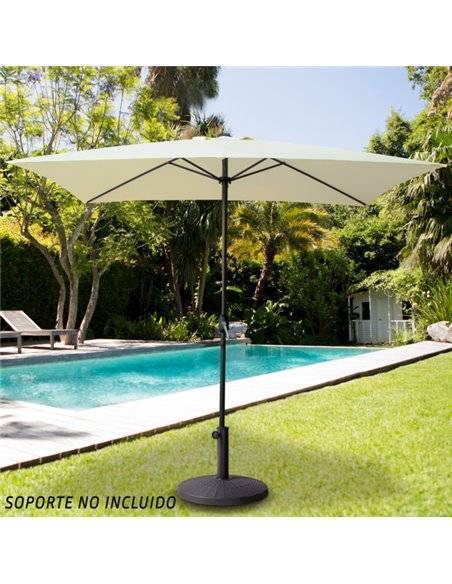 Parasol rectangular 200x300 cm color crema mástil aluminio Aktive Garden