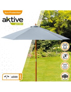 Parasol hexagonal 300 cm color antracita mástil madera Aktive Garden 2