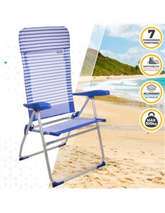 Silla plegable aluminio 7 posiciones con cojín 64x61x118 cm Aktive Beach 2