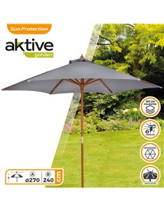 Parasol hexagonal  Aktive Garden d270 cm color antracita mástil madera 2