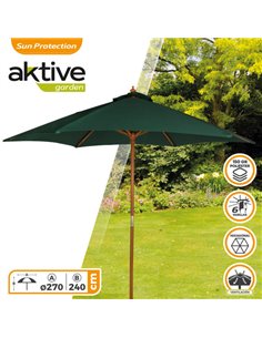 Parasol hexagonal  Aktive Garden d270 cm color verde mástil madera 2