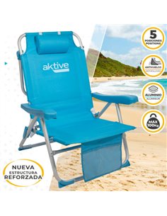Silla mochila plegable aluminio Aktive Beach 5 posiciones 2