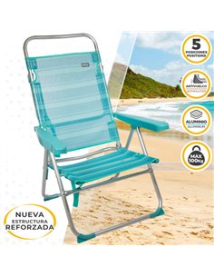 Silla multiposición aluminio Aktive Beach - mediterráneo 2