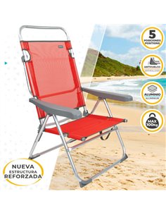 Silla multiposición aluminio Aktive Beach - rojo 2