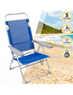 Silla alta reclinable aluminio Aktive Beach- azul 2