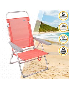 Silla baja reclinable aluminio Aktive Beach- coral 2
