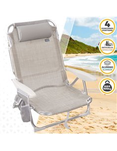 Silla plegable multiposición aluminio beige Aktive 2