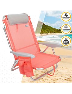 Silla de playa plegable multiposición coral con cojín Aktive  2