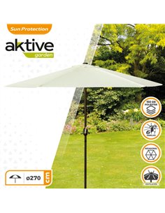 Parasol hexagonal 270 cm color crema mástil aluminio Aktive Garden  2