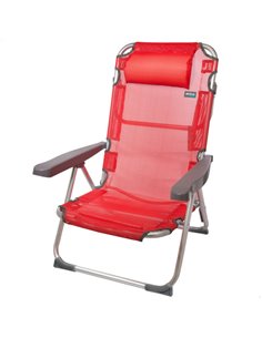 Silla plegable alta multiposición aluminio Aktive Beach - rojo
