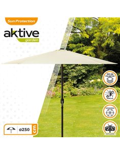 Parasol hexagonal 250 cm color crema mástil aluminio Aktive Garden 2