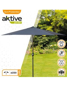 Parasol hexagonal 250 cm color antracita mástil aluminio Aktive Garden 2