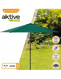 Parasol hexagonal 250 cm color verde mástil aluminio Aktive Garden 2