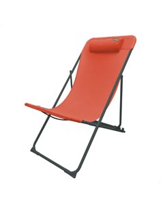 Silla tumbona de jardín plegable naranja con asa Aktive
