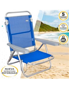 Silla de playa azul plegable 5 posiciones Aktive  2