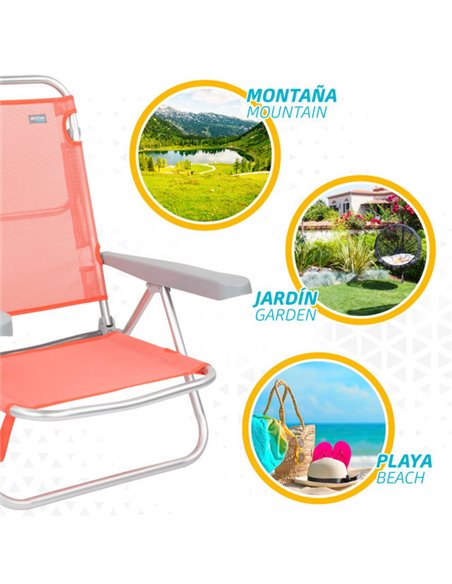 Silla baja plegable reclinable Aktive Beach- coral