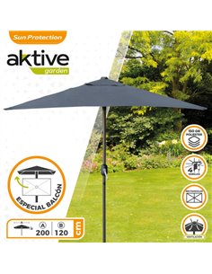 Parasol balcón 200x120 cm color antracita mástil aluminio Aktive Garden 2