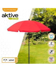 Sombrilla jardín 240 cm UV30 color rojo Aktive Beach 2
