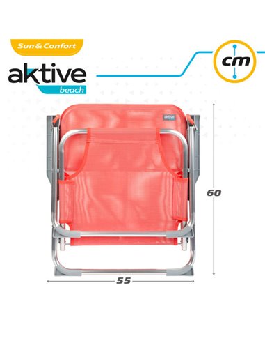 Silla baja reclinable aluminio coral Aktive