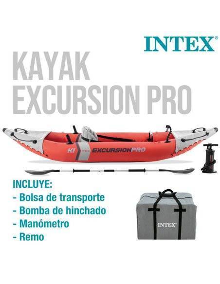 Kayak hinchable INTEX K1 Excursion Pro 1 remo + hinchador